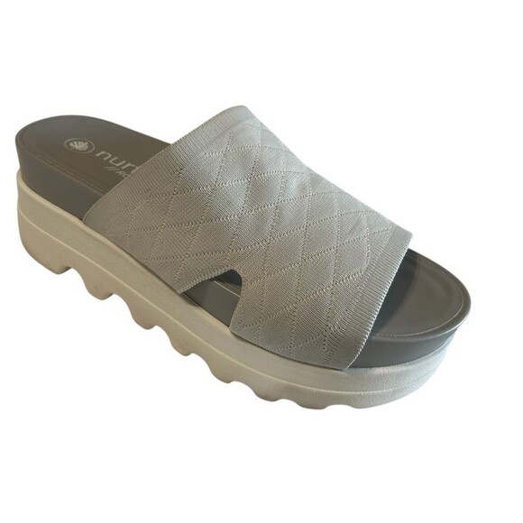 Nurture Roam Womens Platform Gray Sandals Slip On Slides Comfort 7.5-8 ? - Picture 1 of 15